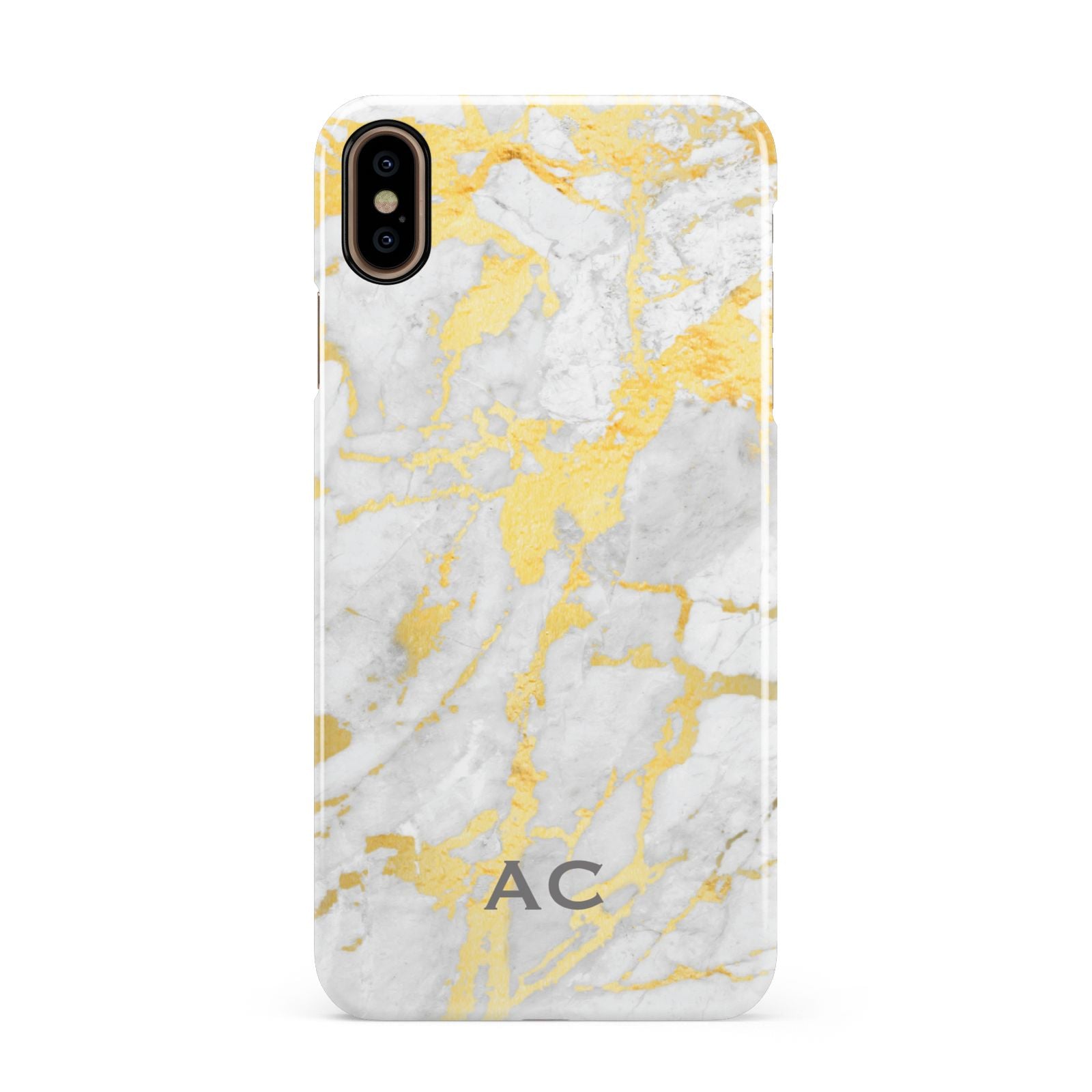 Personalised Gold Marble Initials Apple iPhone Xs Max 3D Snap Case