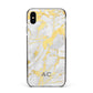 Personalised Gold Marble Initials Apple iPhone Xs Max Impact Case Black Edge on Silver Phone