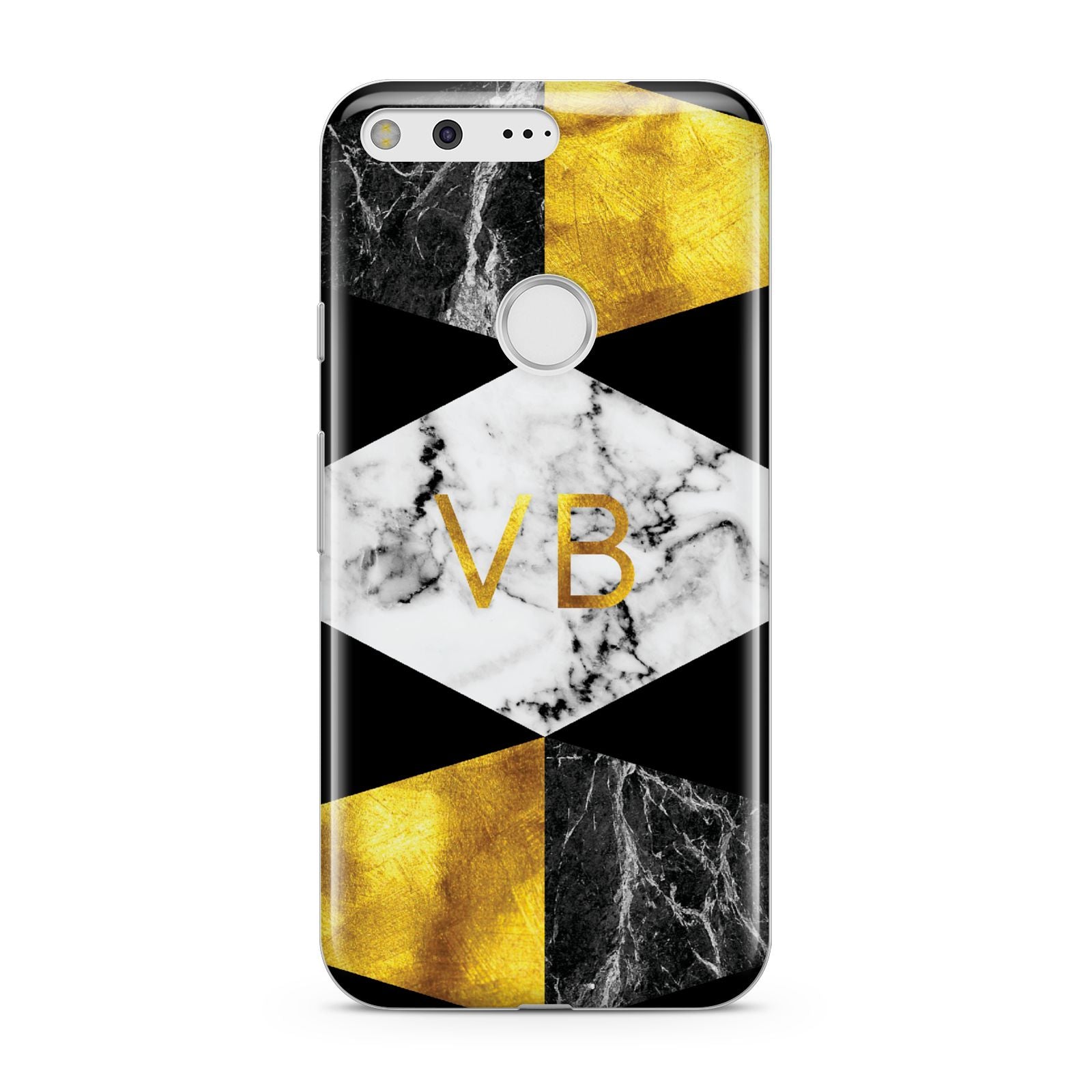 Personalised Gold Marble Initials Google Pixel Case