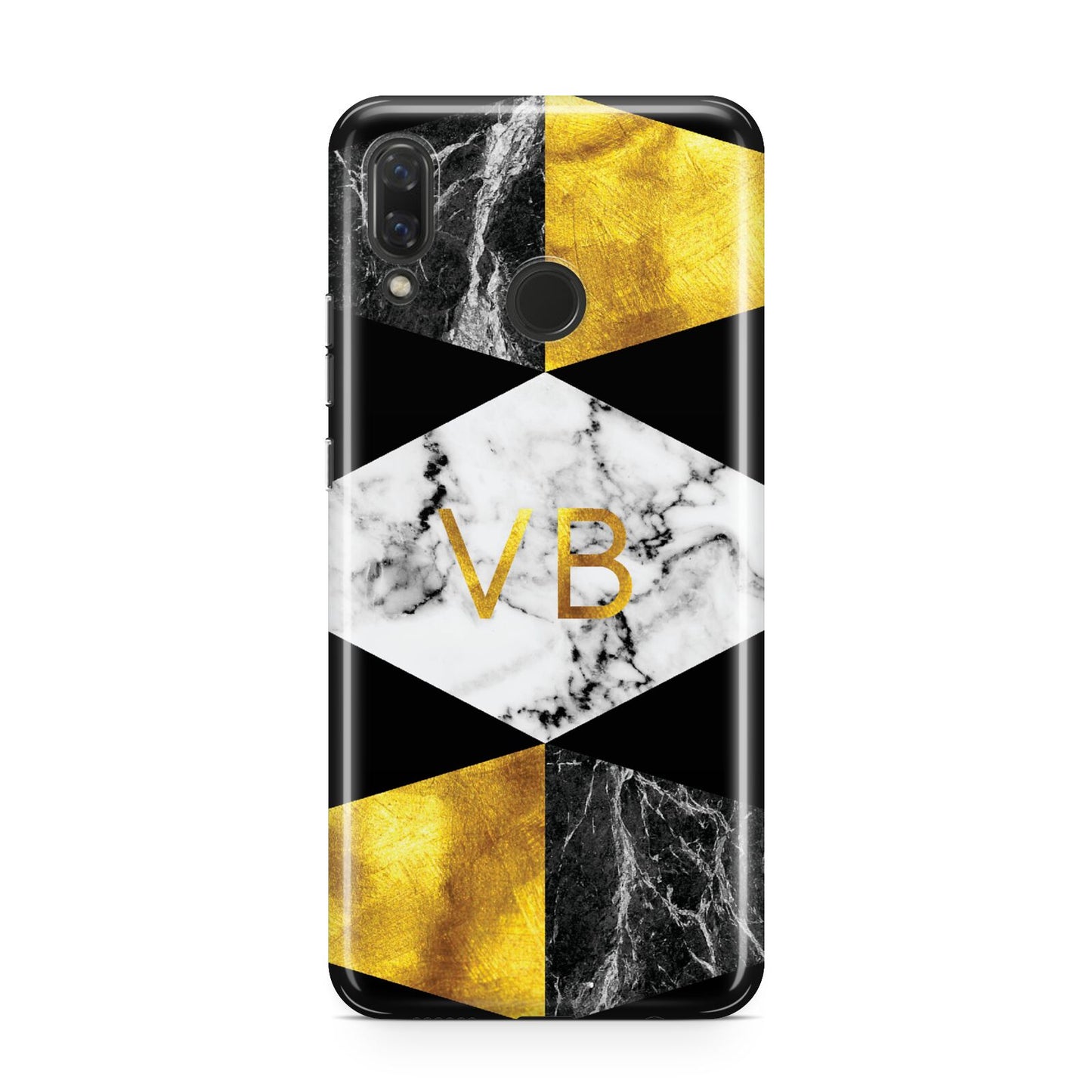 Personalised Gold Marble Initials Huawei Nova 3 Phone Case