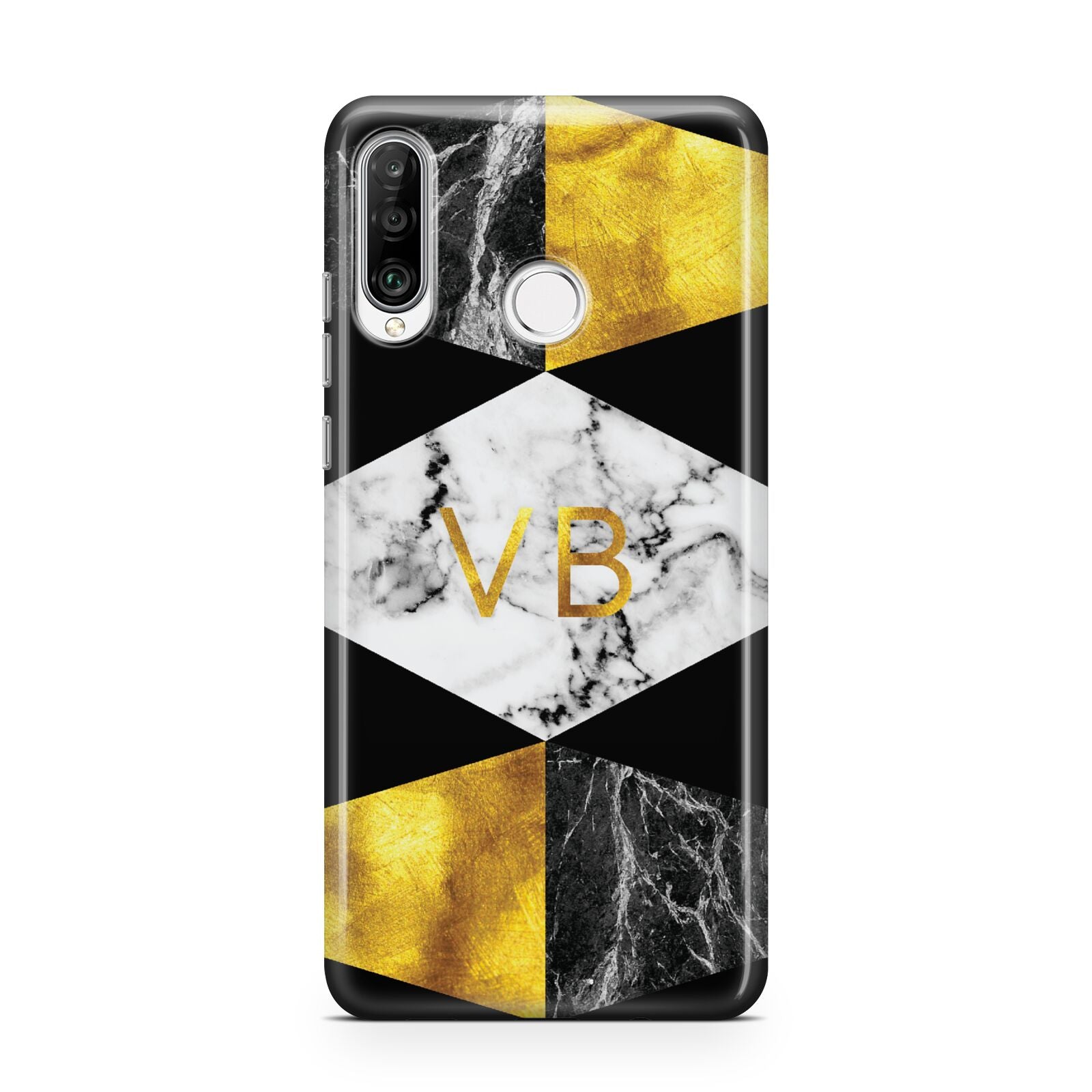 Personalised Gold Marble Initials Huawei P30 Lite Phone Case