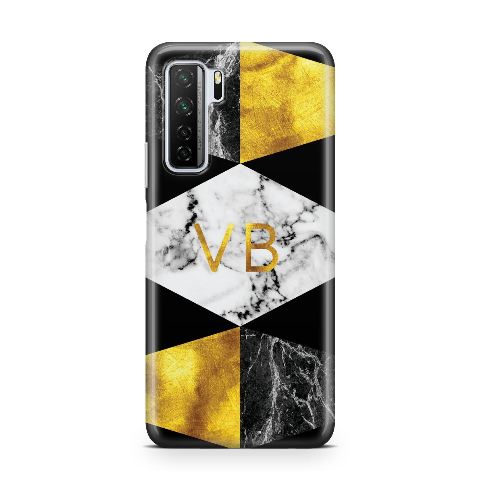 Personalised Gold Marble Initials Huawei P40 Lite 5G Phone Case