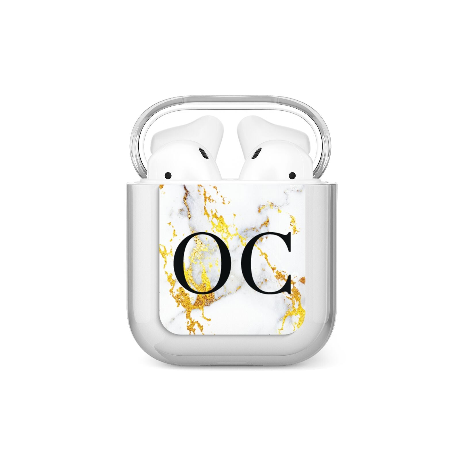 Personalised Gold Marble Initials Monogram AirPods Case