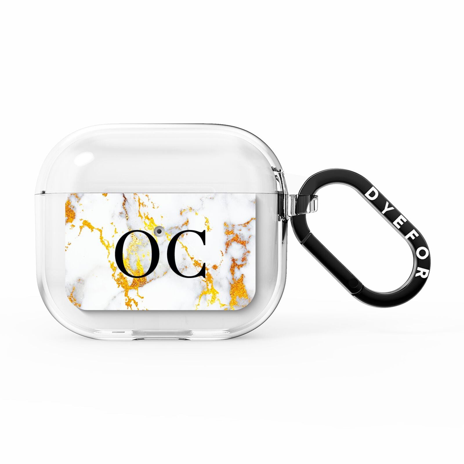 Personalised Gold Marble Initials Monogram AirPods Clear Case 3rd Gen