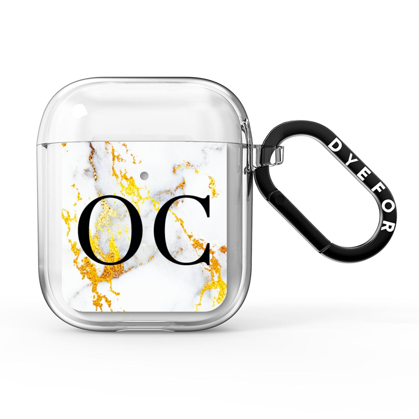 Personalised Gold Marble Initials Monogram AirPods Clear Case