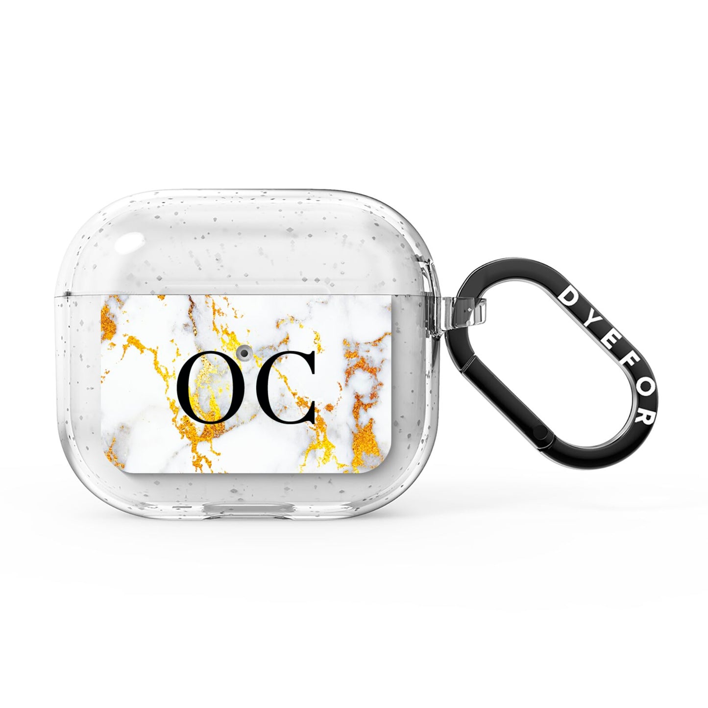 Personalised Gold Marble Initials Monogram AirPods Glitter Case 3rd Gen