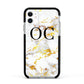 Personalised Gold Marble Initials Monogram Apple iPhone 11 in White with Black Impact Case