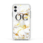 Personalised Gold Marble Initials Monogram Apple iPhone 11 in White with White Impact Case