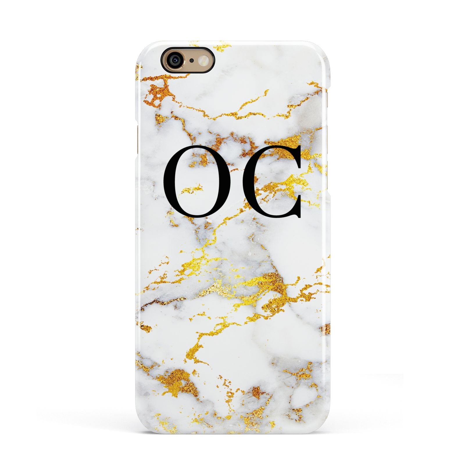 Personalised Gold Marble Initials Monogram Apple iPhone 6 3D Snap Case
