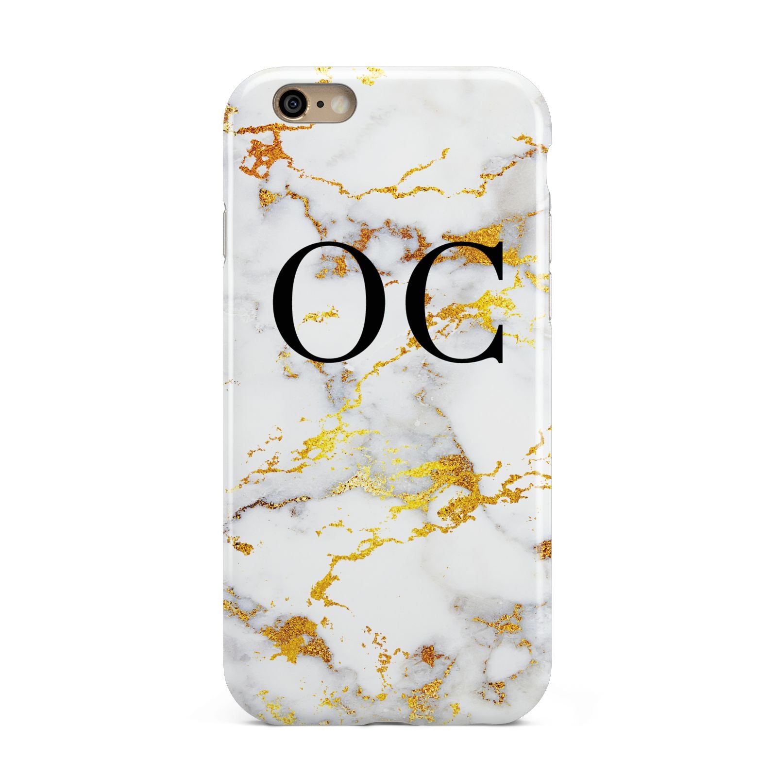 Personalised Gold Marble Initials Monogram Apple iPhone 6 3D Tough Case