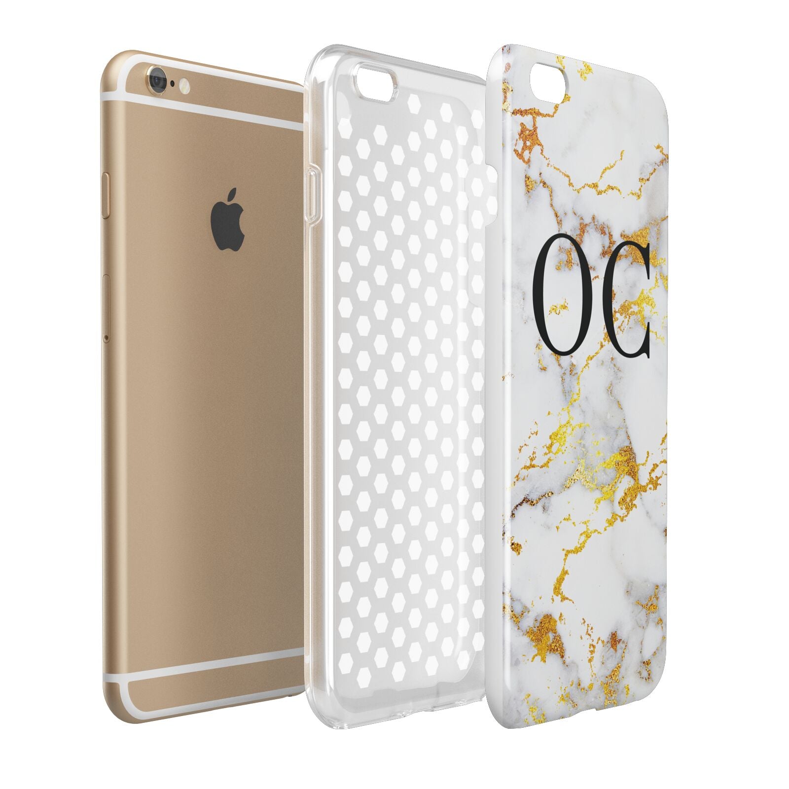 Personalised Gold Marble Initials Monogram Apple iPhone 6 Plus 3D Tough Case Expand Detail Image