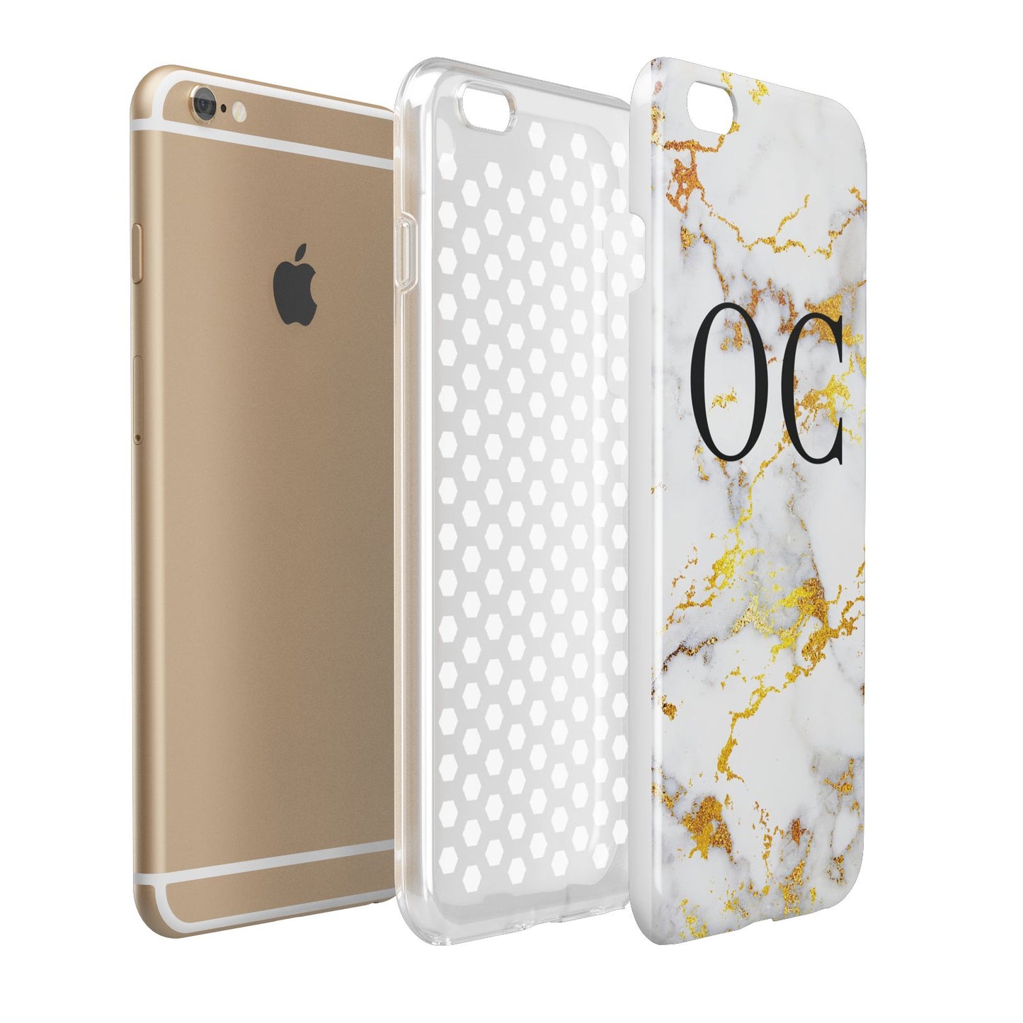 Personalised Gold Marble Initials Monogram Apple iPhone 6 Plus 3D Tough Case
