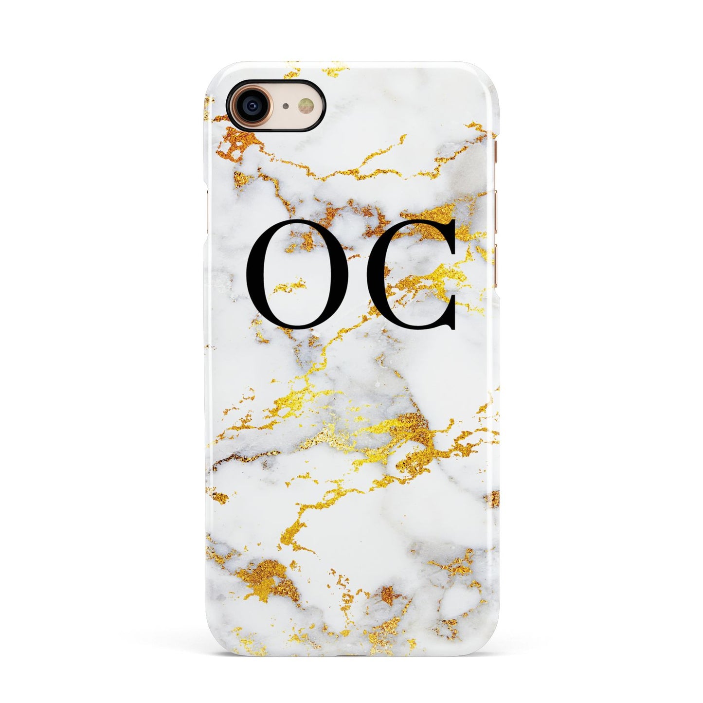 Personalised Gold Marble Initials Monogram Apple iPhone 7 8 3D Snap Case