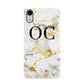 Personalised Gold Marble Initials Monogram Apple iPhone XR White 3D Snap Case