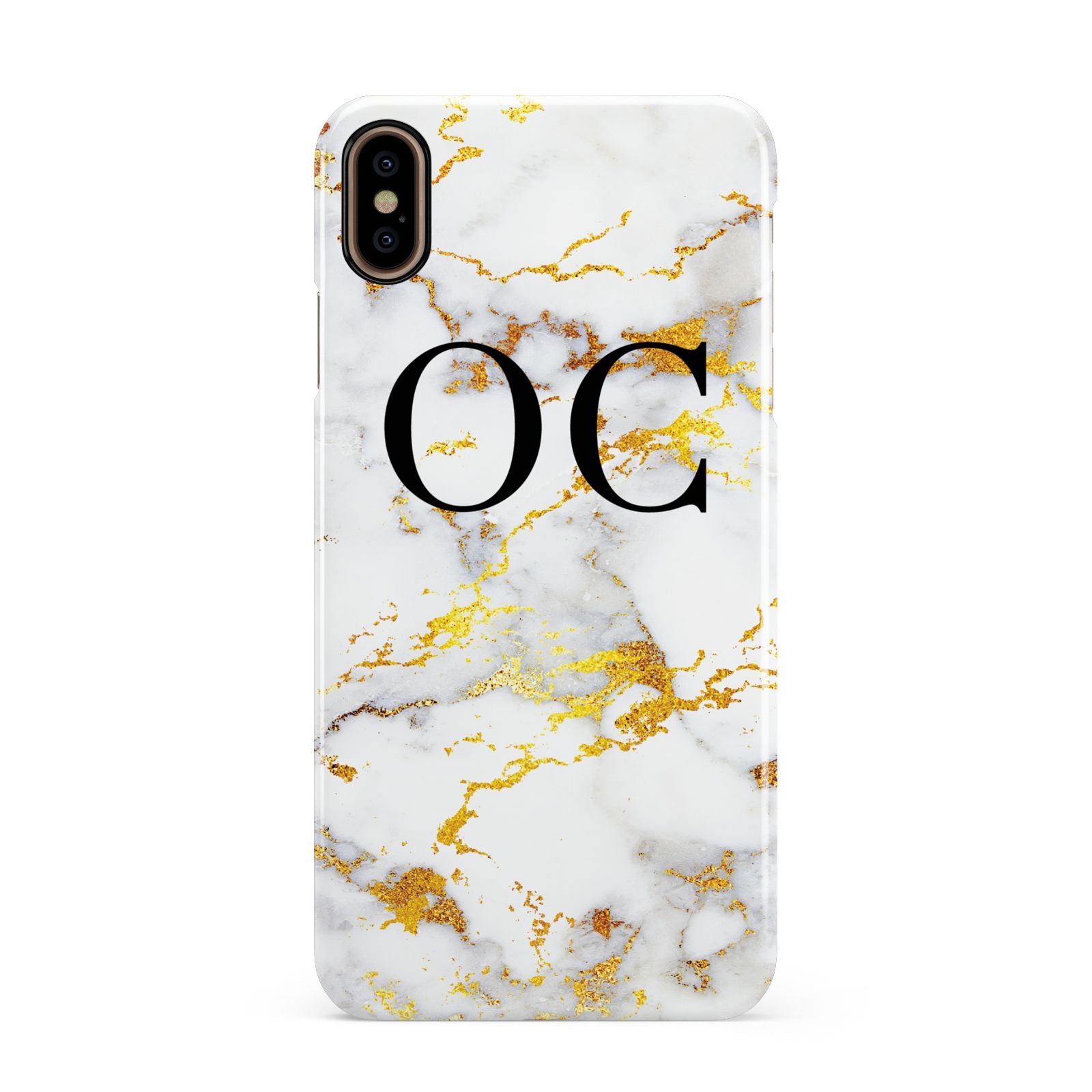 Personalised Gold Marble Initials Monogram Apple iPhone Xs Max 3D Snap Case