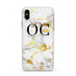 Personalised Gold Marble Initials Monogram Apple iPhone Xs Max Impact Case White Edge on Black Phone
