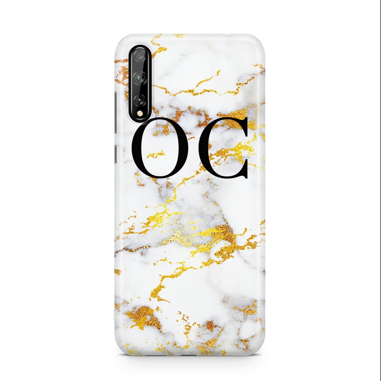 Personalised Gold Marble Initials Monogram Huawei Enjoy 10s Phone Case