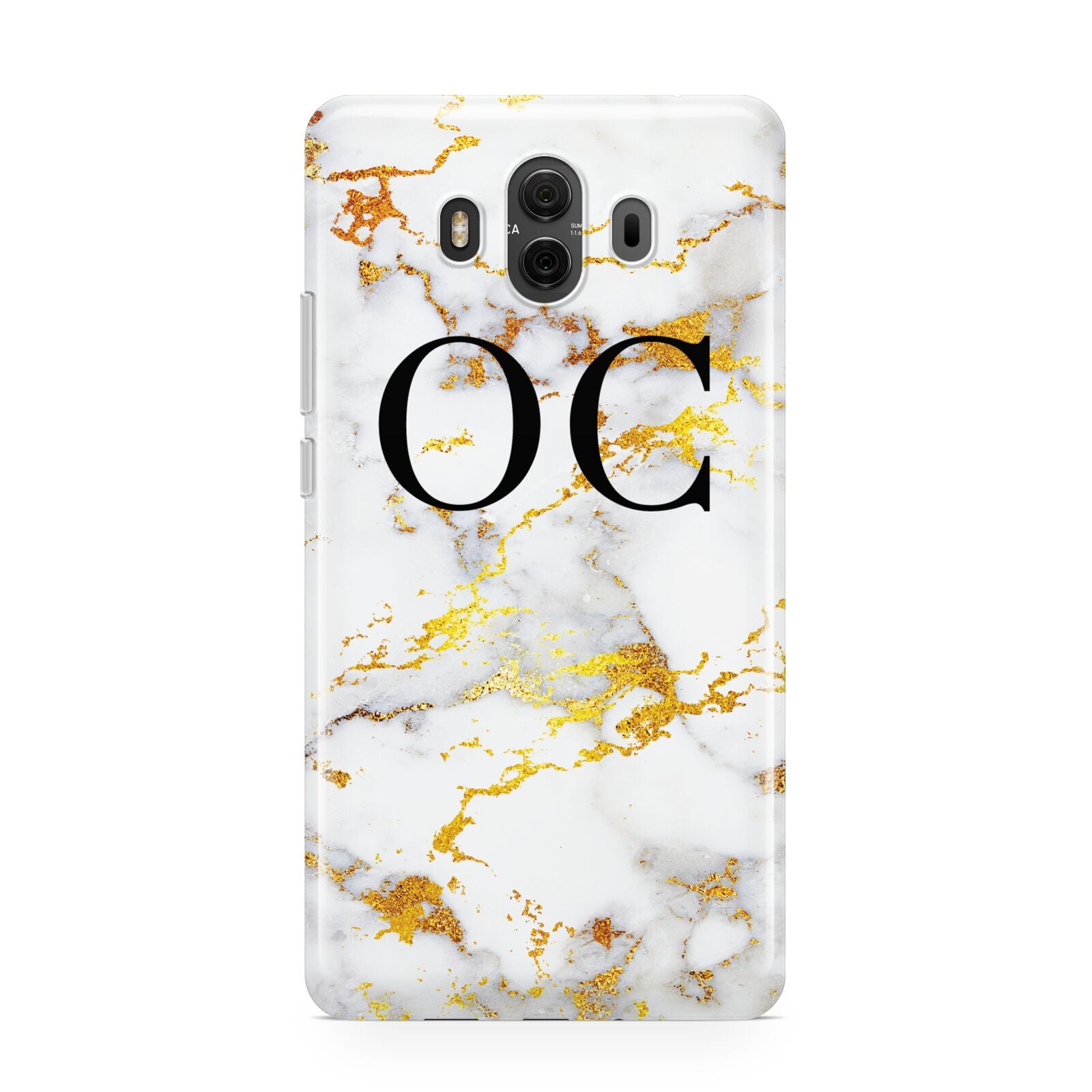 Personalised Gold Marble Initials Monogram Huawei Mate 10 Protective Phone Case