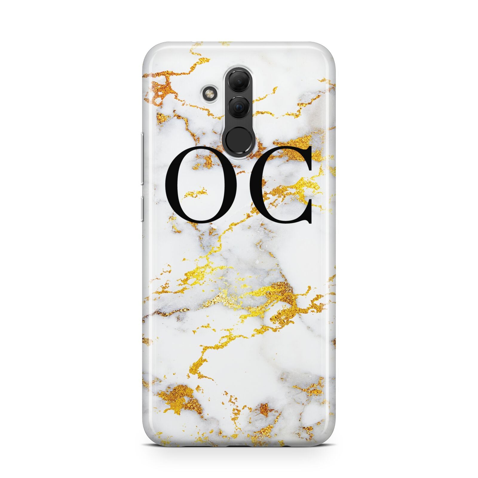 Personalised Gold Marble Initials Monogram Huawei Mate 20 Lite