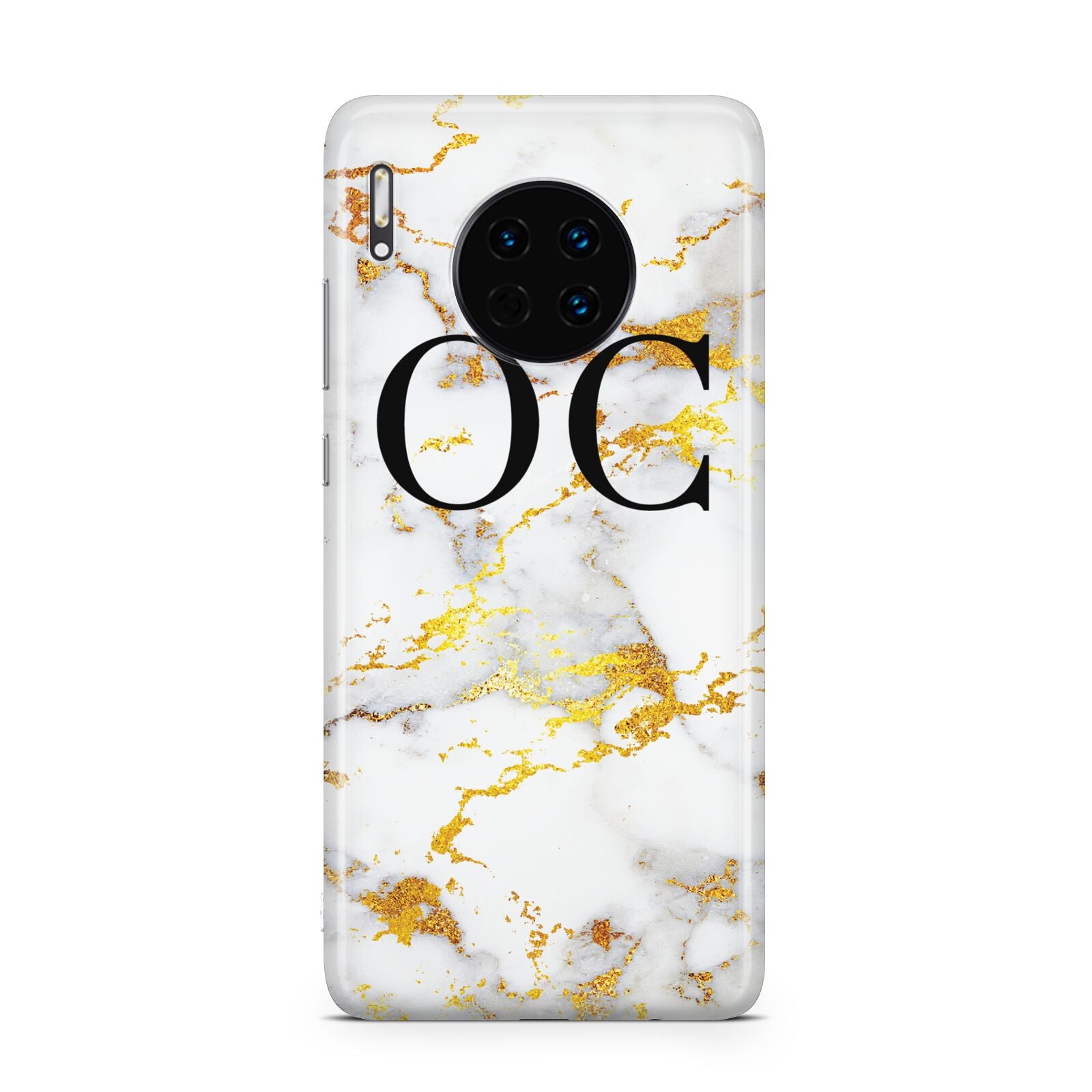 Personalised Gold Marble Initials Monogram Huawei Mate 30