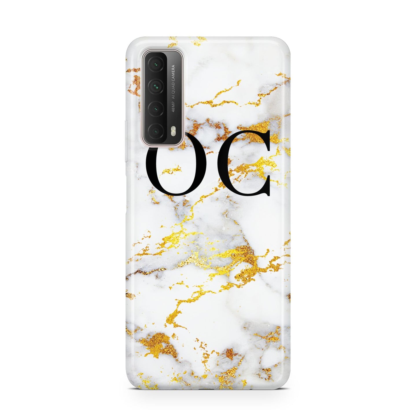 Personalised Gold Marble Initials Monogram Huawei P Smart 2021