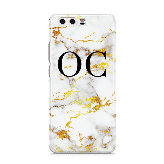 Personalised Gold Marble Initials Monogram Huawei P10 Phone Case