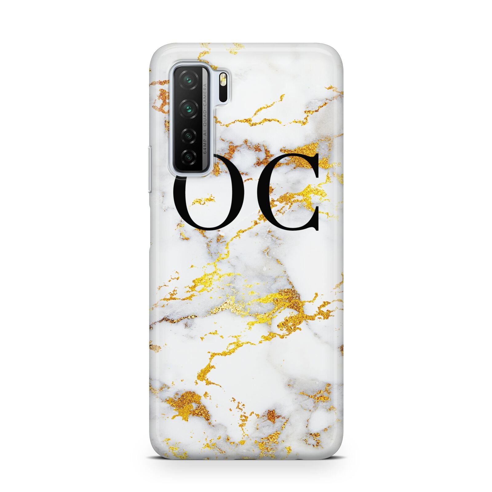 Personalised Gold Marble Initials Monogram Huawei P40 Lite 5G Phone Case