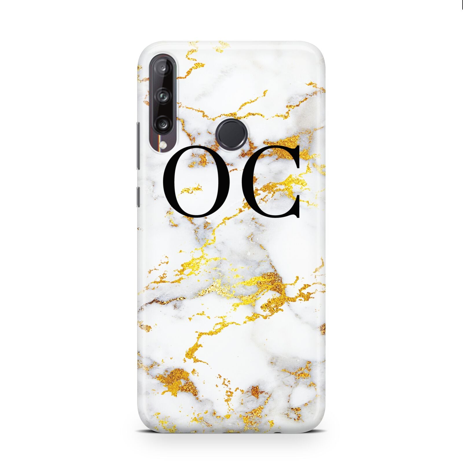 Personalised Gold Marble Initials Monogram Huawei P40 Lite E Phone Case