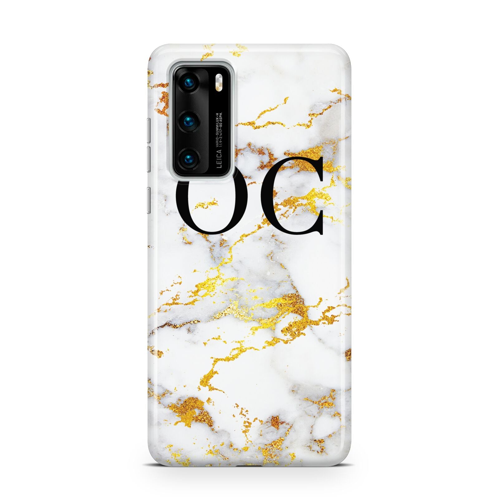 Personalised Gold Marble Initials Monogram Huawei P40 Phone Case