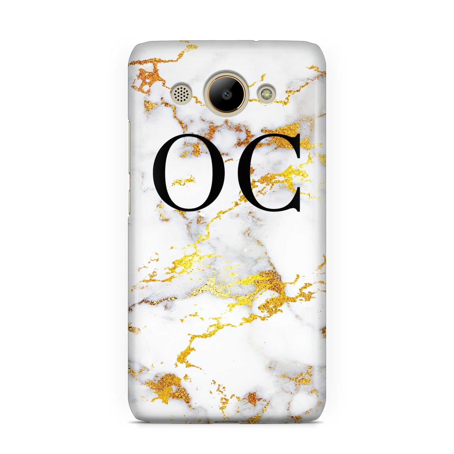 Personalised Gold Marble Initials Monogram Huawei Y3 2017