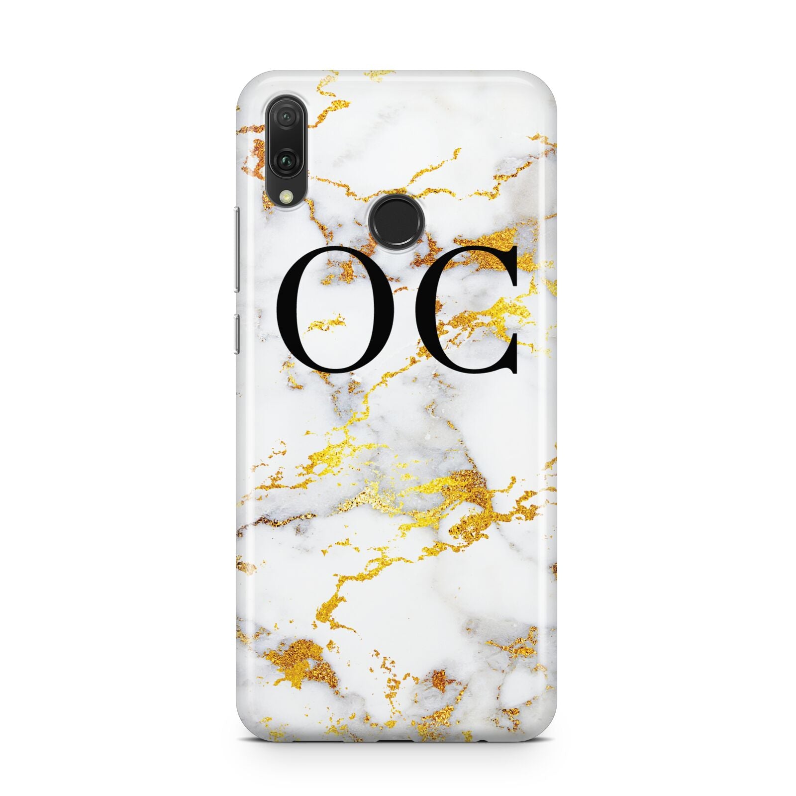 Personalised Gold Marble Initials Monogram Huawei Y9 2019
