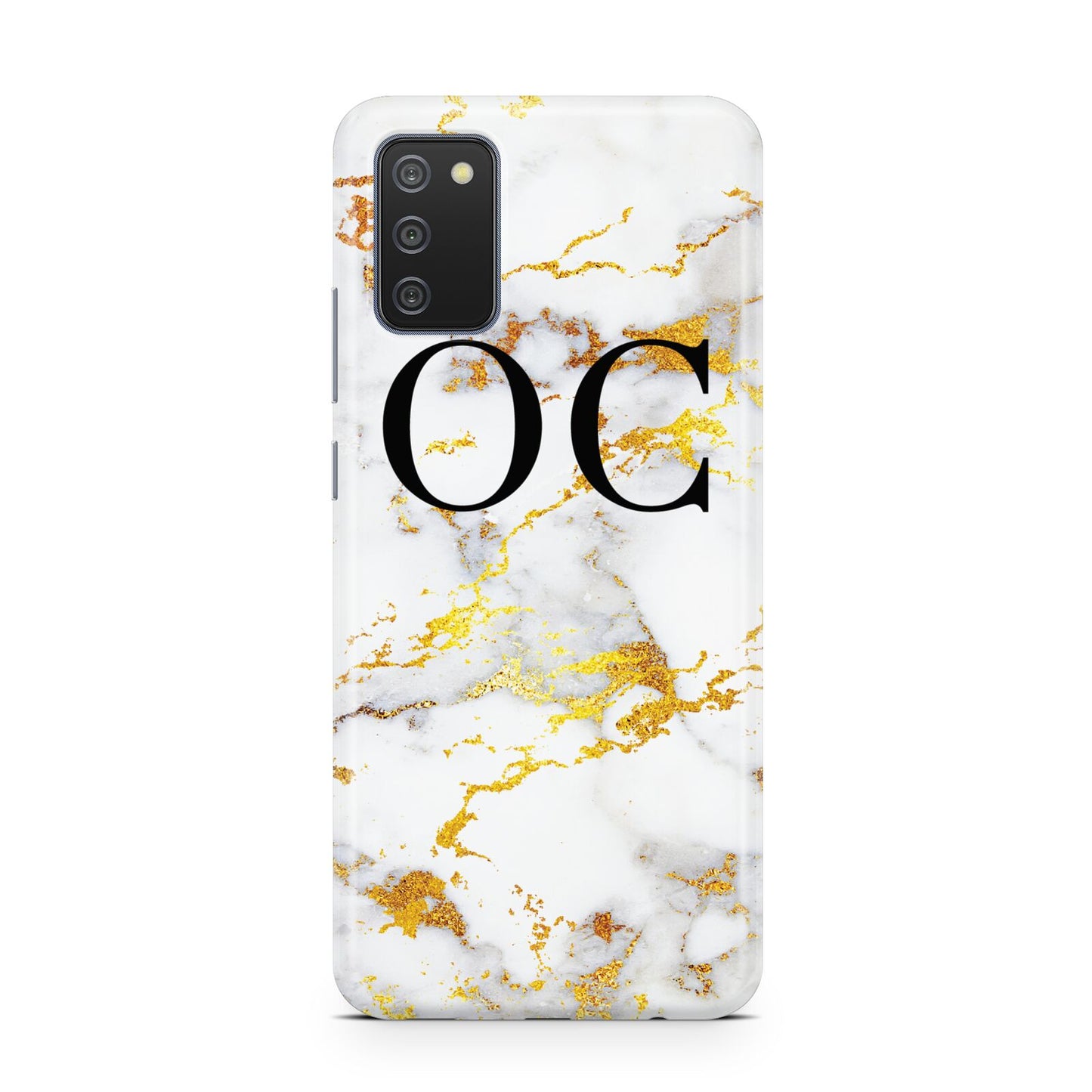 Personalised Gold Marble Initials Monogram Samsung A02s Case