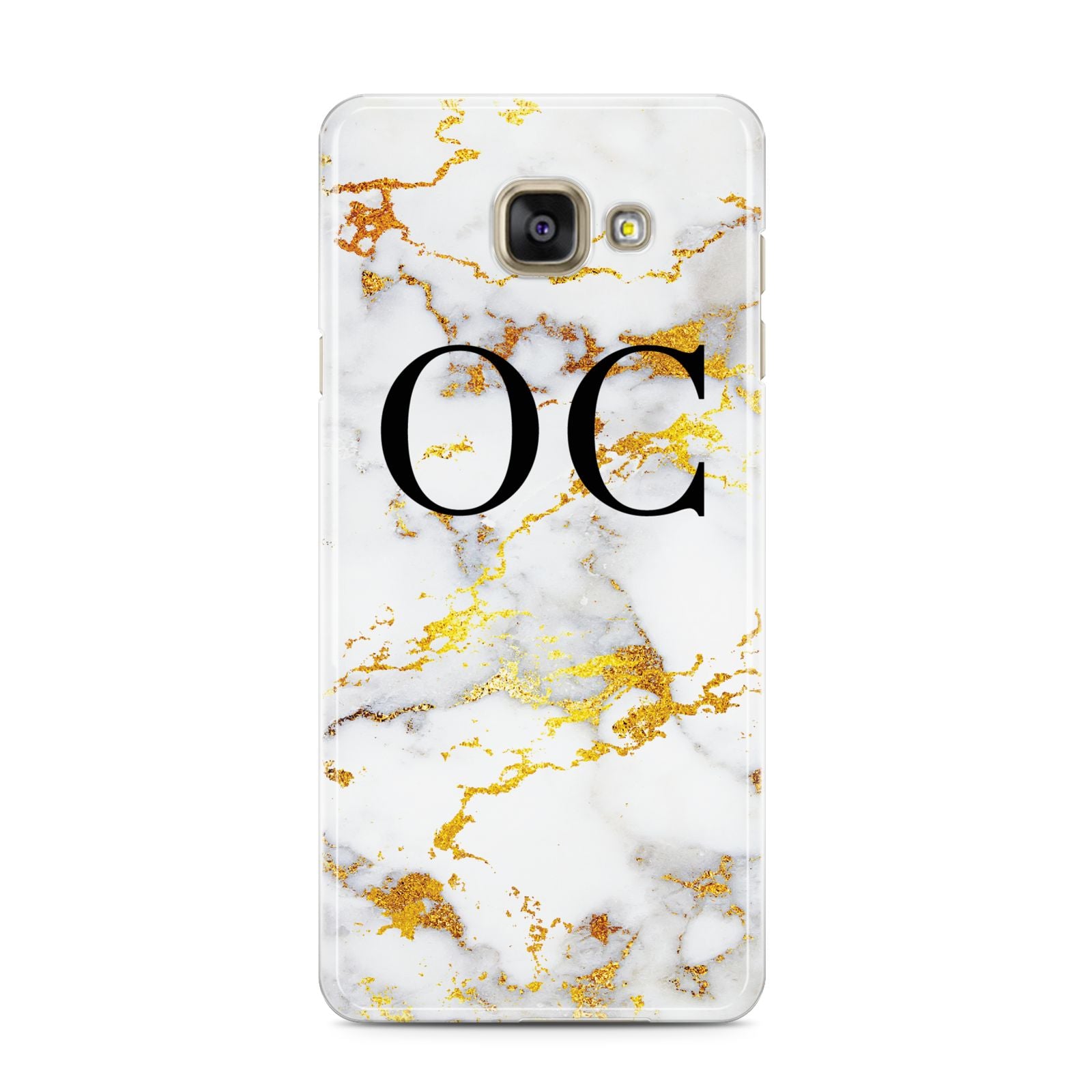 Personalised Gold Marble Initials Monogram Samsung Galaxy A3 2016 Case on gold phone
