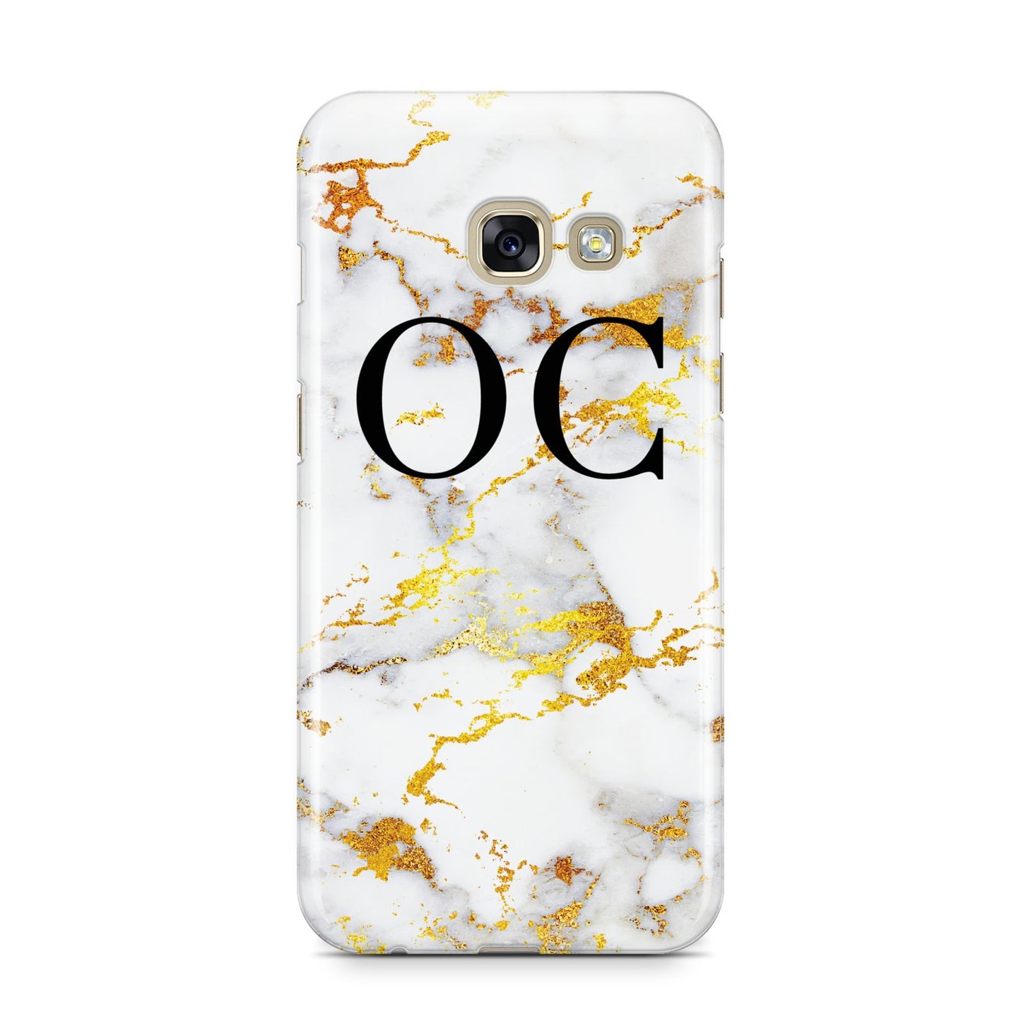 Personalised Gold Marble Initials Monogram Samsung Galaxy A3 2017 Case on gold phone