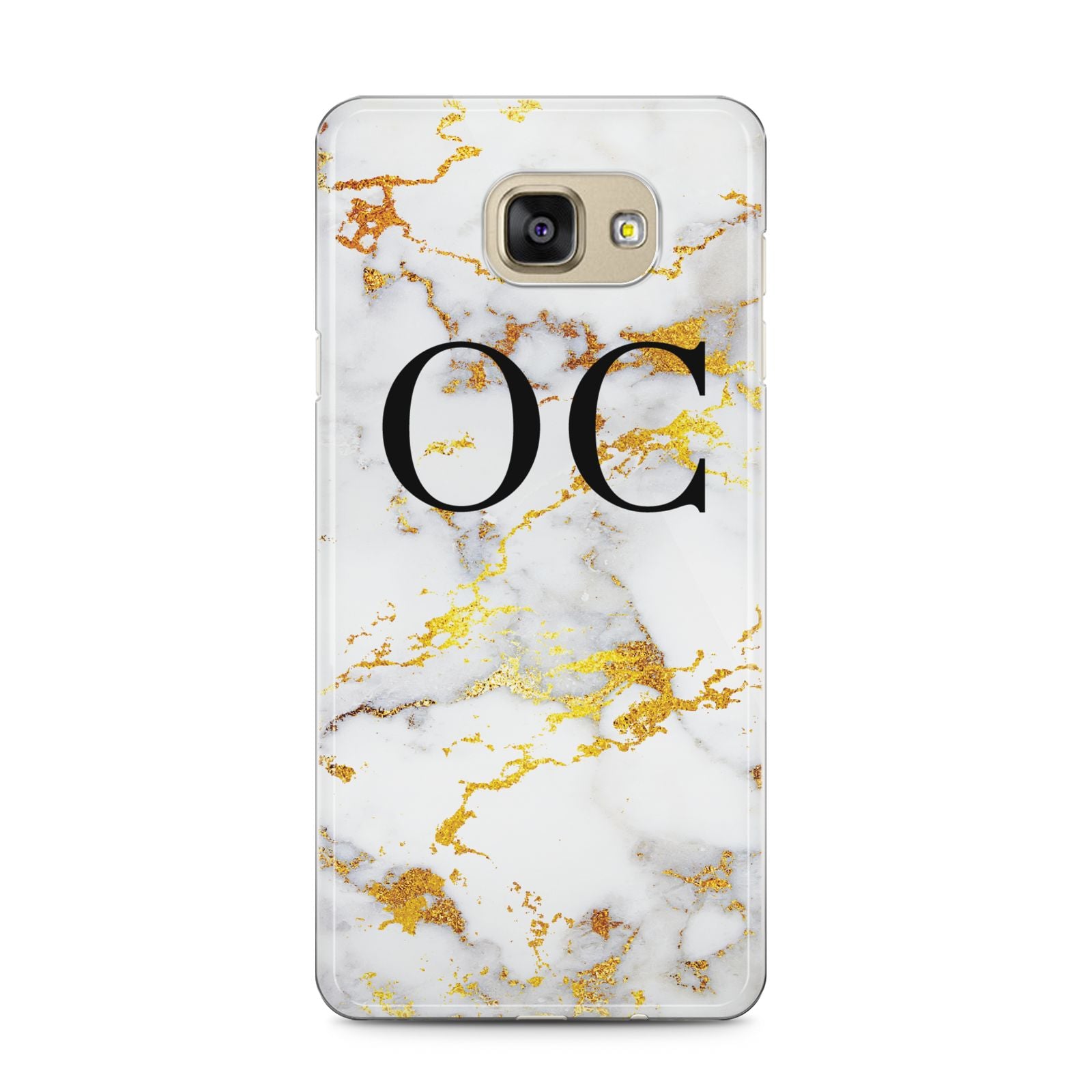 Personalised Gold Marble Initials Monogram Samsung Galaxy A5 2016 Case on gold phone