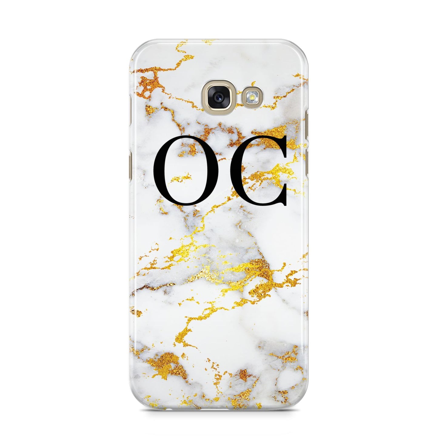 Personalised Gold Marble Initials Monogram Samsung Galaxy A5 2017 Case on gold phone