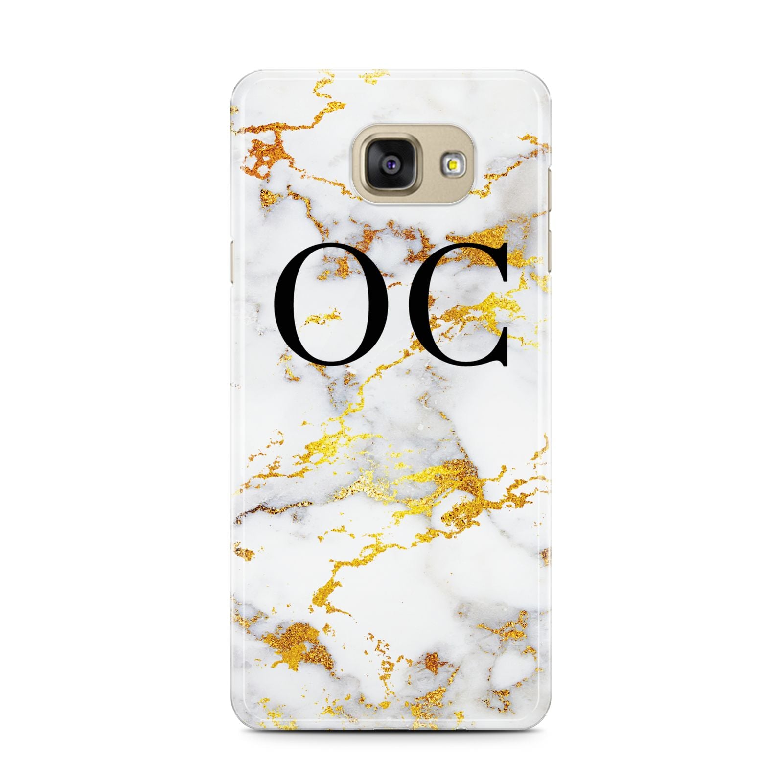 Personalised Gold Marble Initials Monogram Samsung Galaxy A7 2016 Case on gold phone
