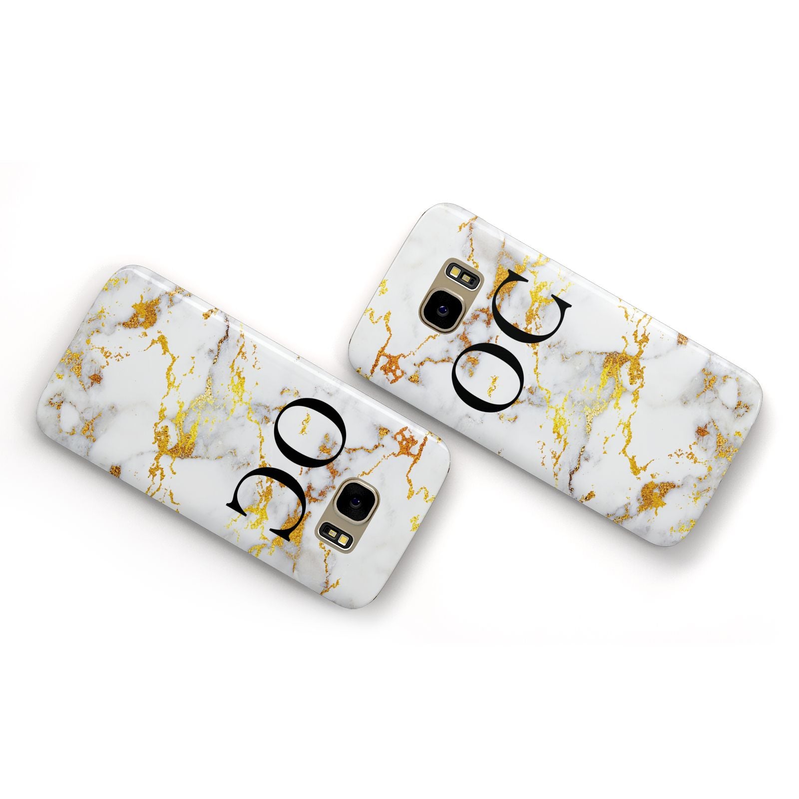 Personalised Gold Marble Initials Monogram Samsung Galaxy Case Flat Overview