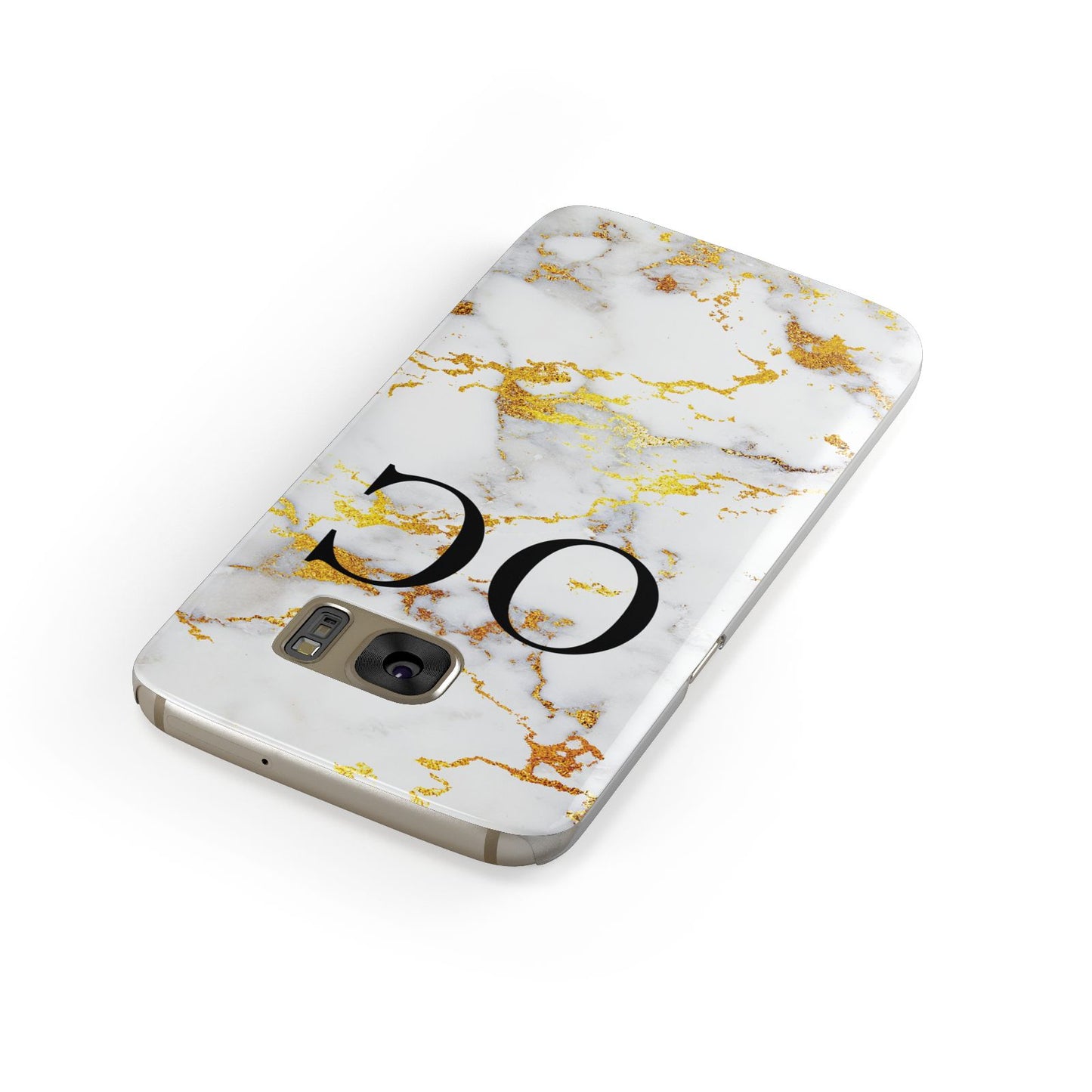 Personalised Gold Marble Initials Monogram Samsung Galaxy Case Front Close Up