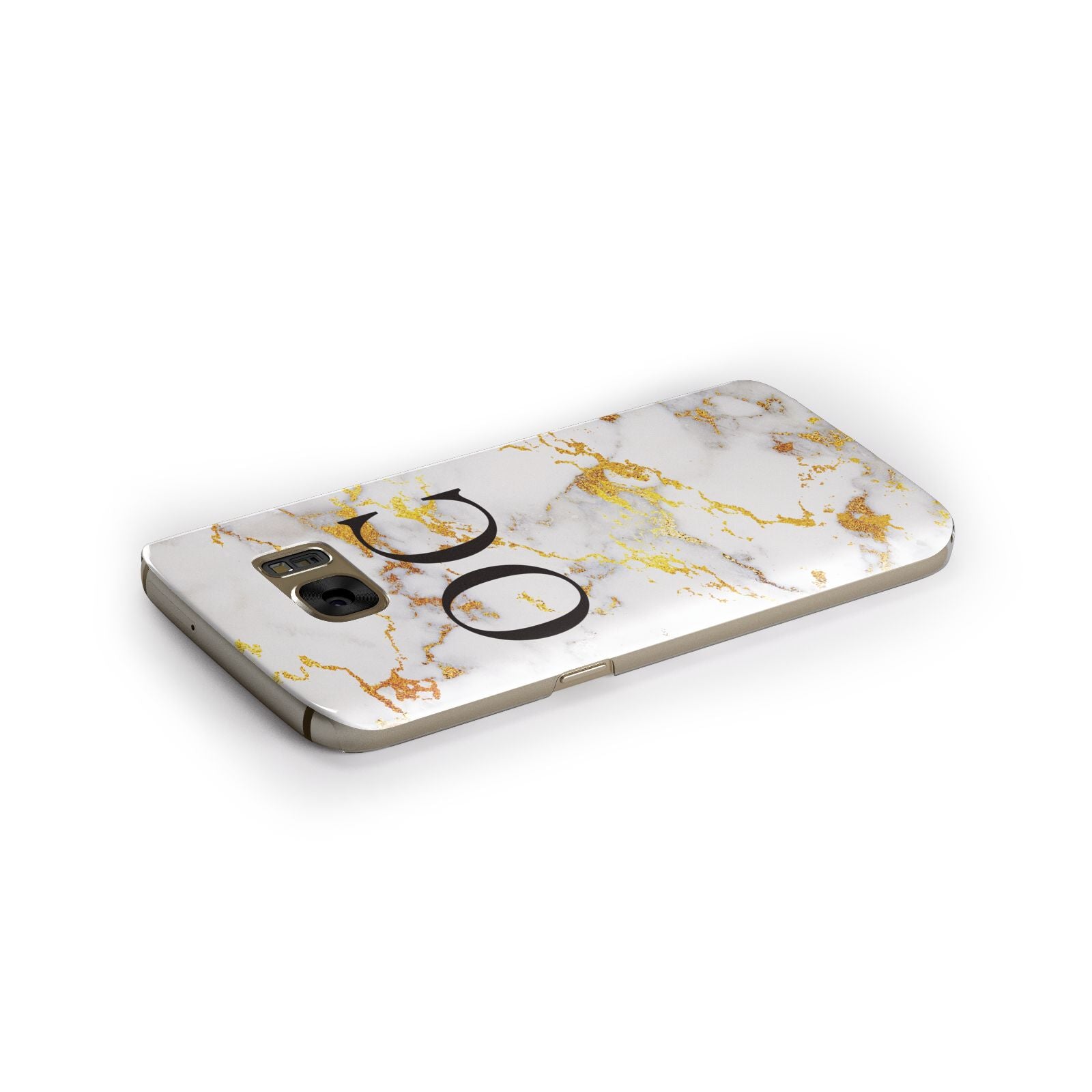 Personalised Gold Marble Initials Monogram Samsung Galaxy Case Side Close Up