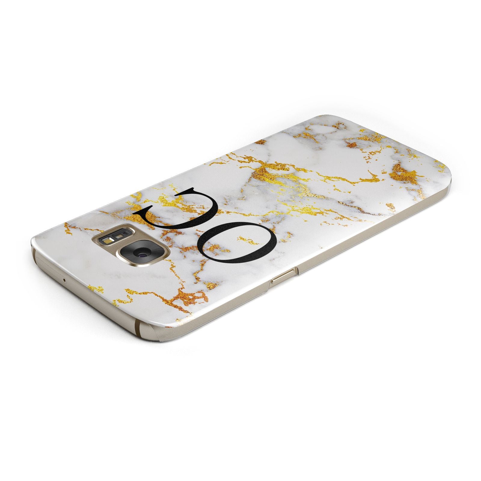 Personalised Gold Marble Initials Monogram Samsung Galaxy Case Top Cutout