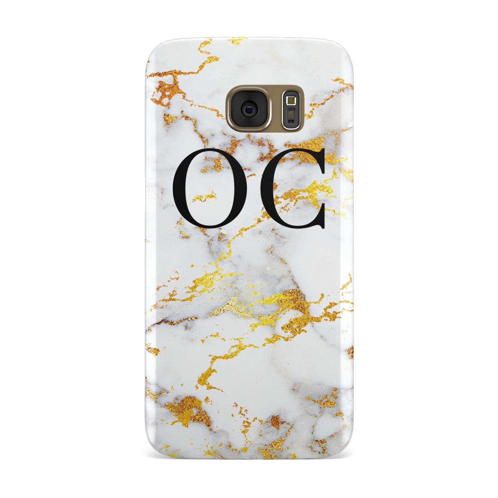 Personalised Gold Marble Initials Monogram Samsung Galaxy Case