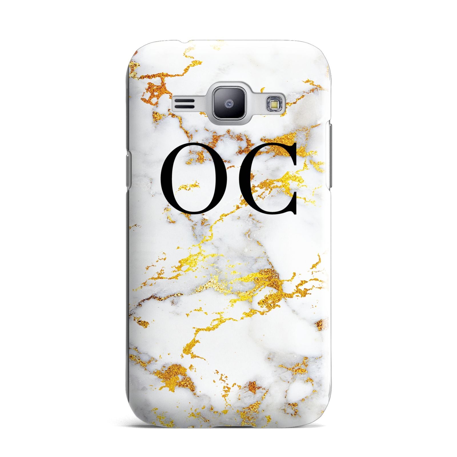 Personalised Gold Marble Initials Monogram Samsung Galaxy J1 2015 Case