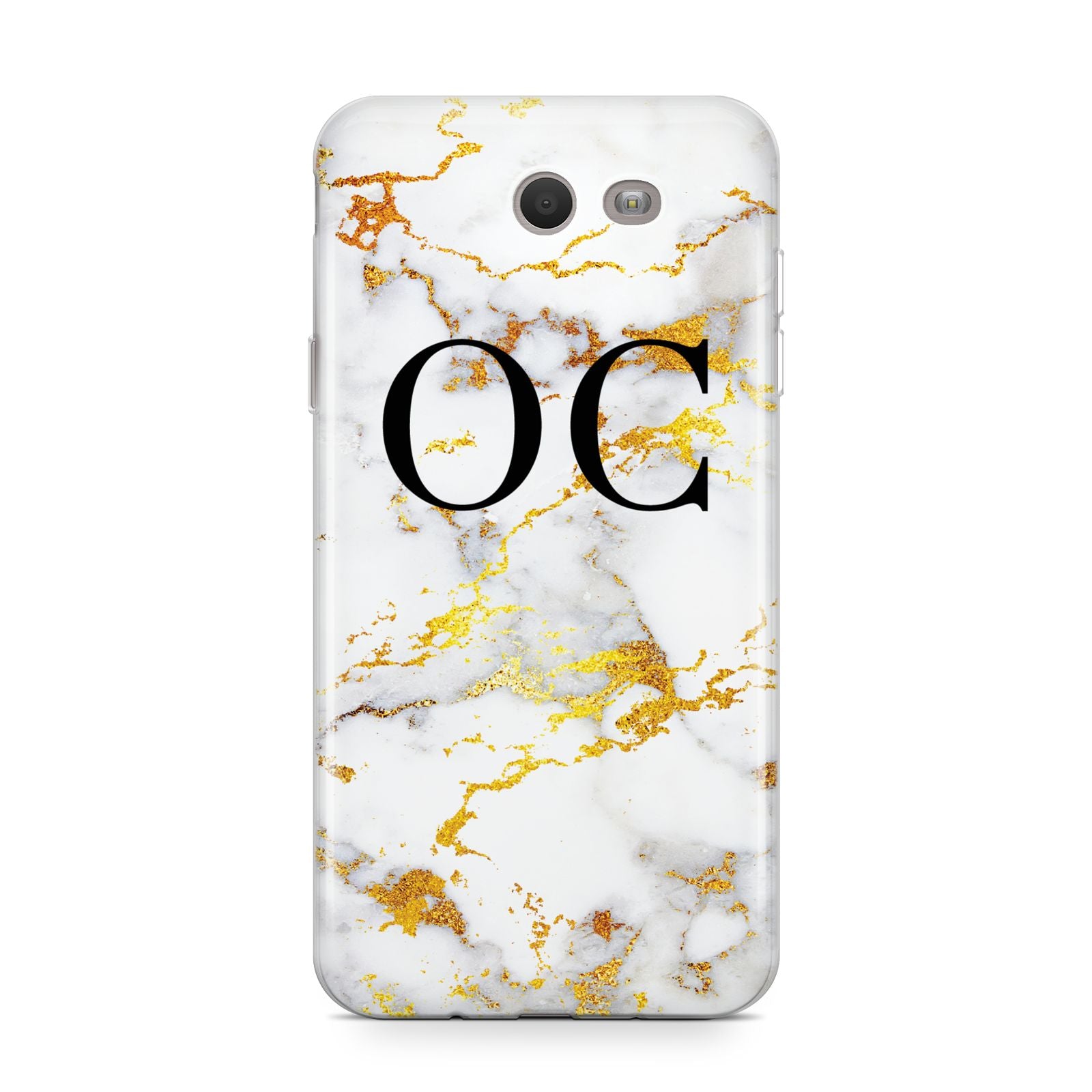 Personalised Gold Marble Initials Monogram Samsung Galaxy J7 2017 Case