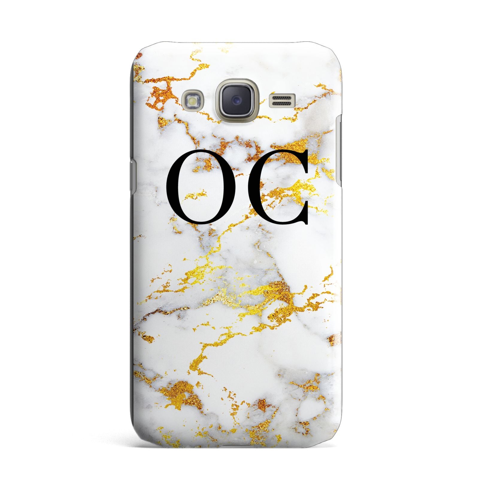 Personalised Gold Marble Initials Monogram Samsung Galaxy J7 Case