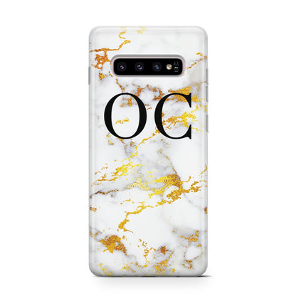 Personalised Gold Marble Initials Monogram Samsung Galaxy S10 Case