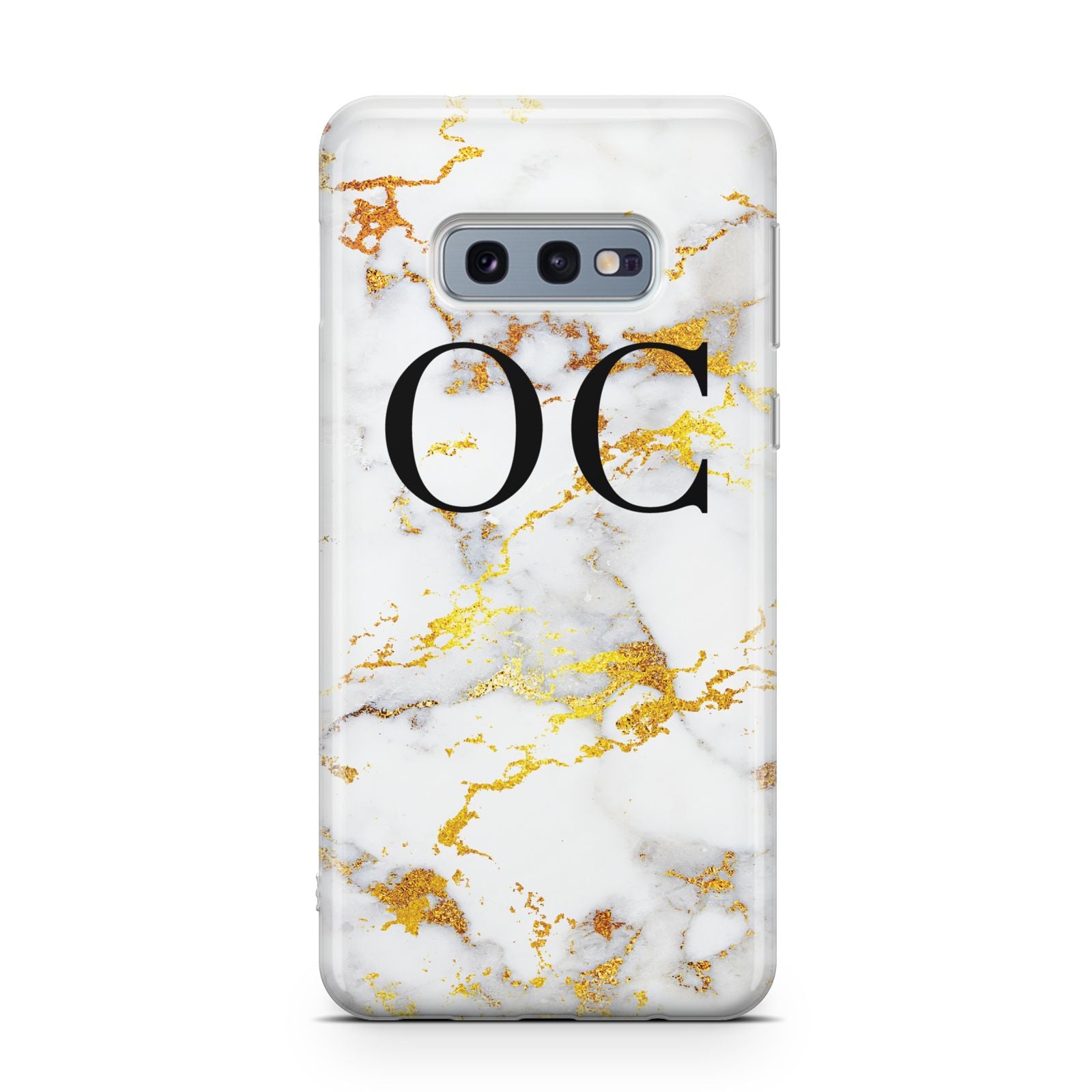 Personalised Gold Marble Initials Monogram Samsung Galaxy S10E Case