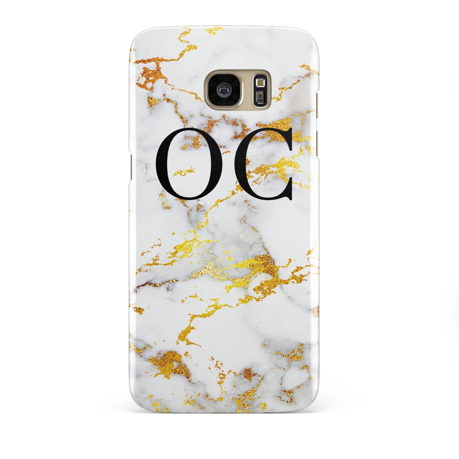 Personalised Gold Marble Initials Monogram Samsung Galaxy S7 Edge Case