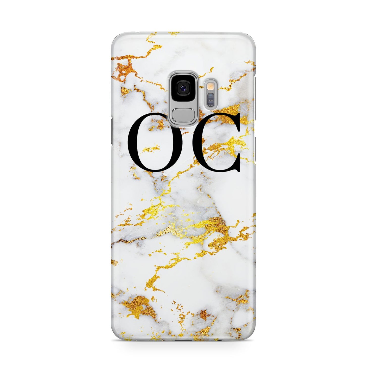 Personalised Gold Marble Initials Monogram Samsung Galaxy S9 Case
