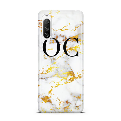 Personalised Gold Marble Initials Monogram Sony Xperia 10 III Case